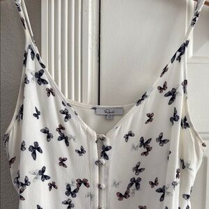 Rails White and Blue Buttoned Camisole Dress